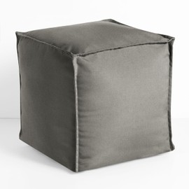 Sorra Home Sunbrella Top Stitch Pouf Cushion - Square, Outdoor Stuffed Plush Ottoman & Foot Rest Stool - Balcony, Patio, Poolside Furniture Accessory - Canvas Charcoal (17" x 17" x 17")