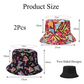 wodehaainiyibeizi 2Pcs Bucket Hat Mushroom Hat Satin Lined Hat Fashion Beach Sun Cap Unisex Summer Retro 90s Bucket Hat for Women Men Reversible Fisherman, Outdoor Travel Holidays Cap