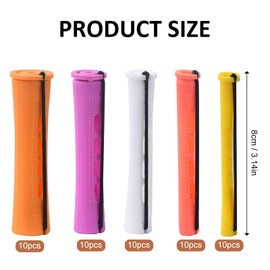 Dokeno Hair Wave Bars, Pack of 50, Non-Slip Plastic Cold Wave Bars for Women, Men and Children, Hair Perm Rods with Elastic Band for Long, Medium Length Hair, Hairdressing Tool