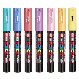 Mitsubishi Pencil PC1M7C Water Based Sign Pen Uni Posca Natural Color Fine Point 7 Color Set