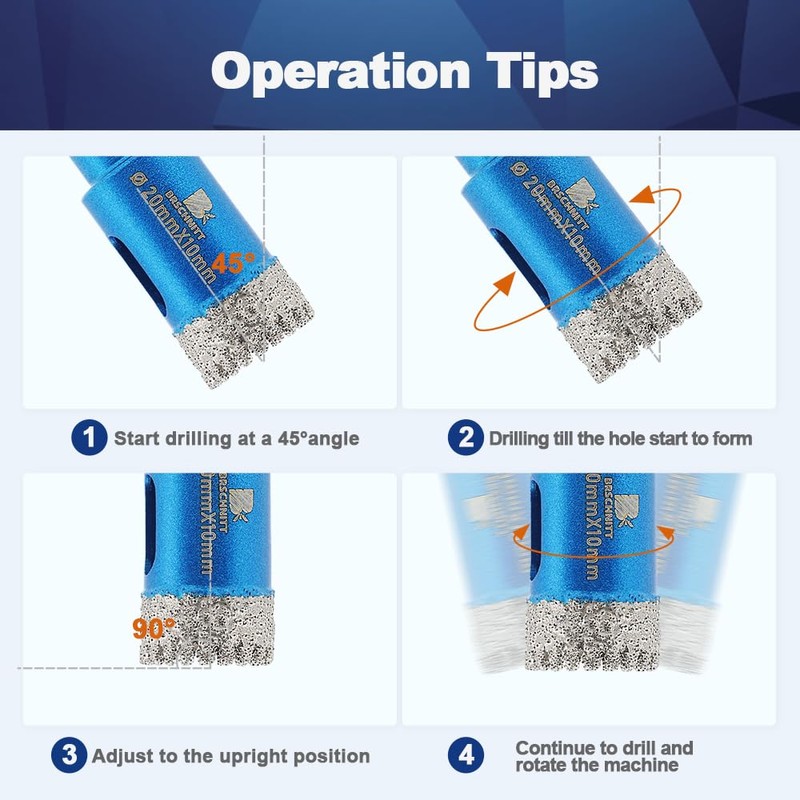 Dry Diamond Core Drill Bit Set,BRSCHNITT 2pcs 1-1/4 inch Diamond