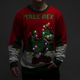 Light Up Ugly Christmas Sweaters for Mens and Womens Funny Holiday Pullover with LED Lights