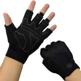Nesirooh Fitness Gloves Men Women Training Gloves for Gym, Strength Training, Weightlifting, Rowing, Cycling (Black, L)
