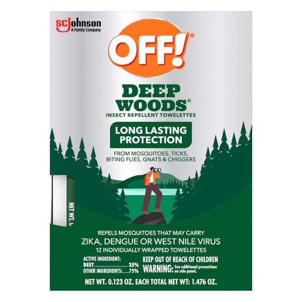 OFF! OFF! Deep Woods Mosquito and Insect Repellent Wipes, Long