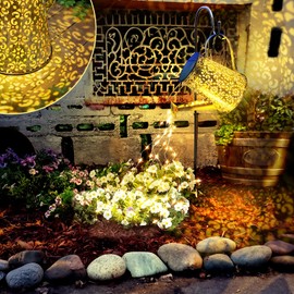 Anordsem Solar Watering Can Lights: Metal Cloud Lantern Outdoor with Hook - Waterproof Garden Art Hanging Decoration for Yard Patio Lawn - Christmas Birthday Gifts for Women Mom Grandma