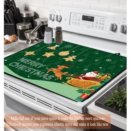 Christmas Stove Top Covers, Extra Large Stove Top Cover for Electric, Anti-Slip Waterproof Mat for Glass Stove Top Protector Heat Resistant Square Pad Multipurpose Foldable Cooktop Cover