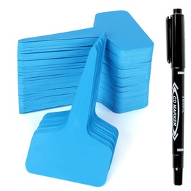 Plant Labels Tags 200Pcs T-Type Plant Markers Plastic Plant Label Tags Garden Labels Tags Plant Labels for Outdoor Garden Waterproof Plant Label Identification Stakes with Permanent Marking Pen (Blue)