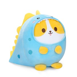 Alayger Cute Plush Corgi Dinosaur Pillow Stuffed Animal, Kawaii Dinosaur Plushies with Corgi Dog Outfit Cosplay Gift for Kids