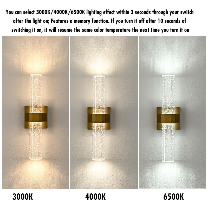 HOLKIRT Gold Bath Vanity Light Crystal Wall Sconce Light 15.7"
