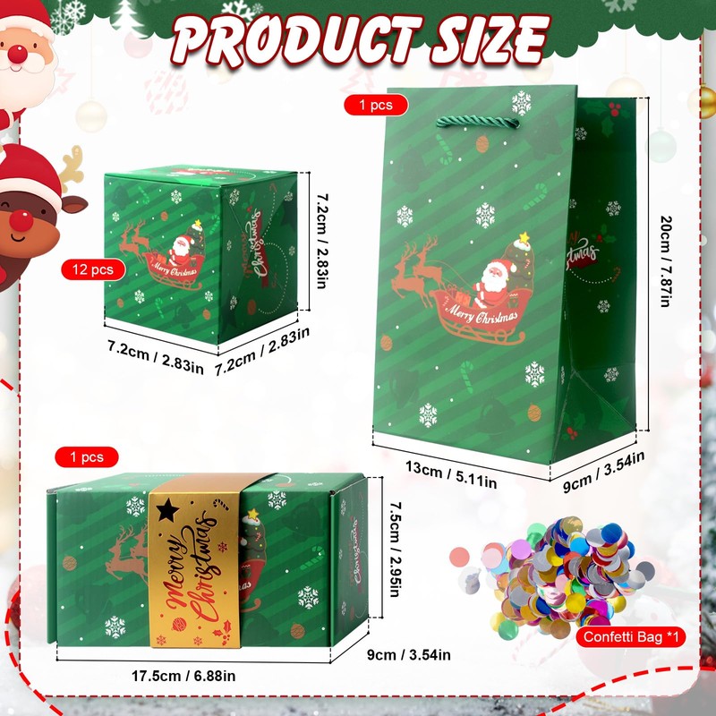 Christmas Surprise Explosion Gift Box,Christmas Bounce Box,12Pcs Exploding Box with