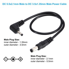 PATIKIL 1Ft DC 5.5mm x 2.1mm to 3.5mm x 1.35mm Power Extension Cable, 2 Pcs Wire Adapter 90 Degree Right Angle Cord for Router Surveillance Camera, Black