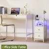 Yoobure End Table with Charging Station, Narrow Side Table LED