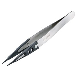 HOZAN ESD Chip Tweezers Anti-Static Cure Tip Width 0.02 inches (0.6 mm), Total Length 4.9 inches (125 mm), Body Material: Stainless Steel, Chip: PEEK P-644-S