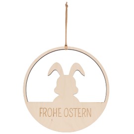Spruchreif Decorative loop, wooden decorative hanger, Easter decoration, wall decoration, door wreath, hoop "Frohe Oster"