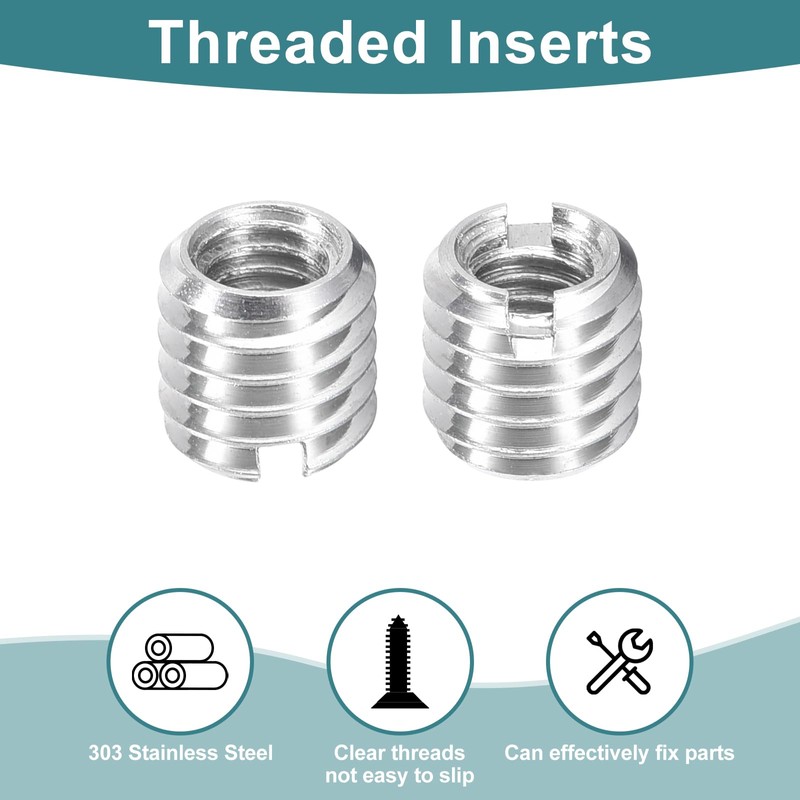 sourcing map 30Pcs Threaded Inserts, M4-0.7x6 & M6-1x6 Stainless Steel