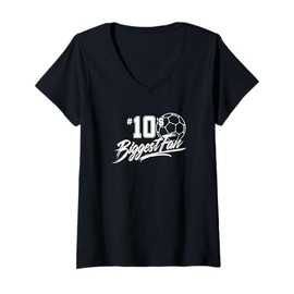 Womens Number 10's Biggest Fan Soccer Player Mom Dad Family V-Neck T-Shirt