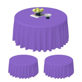 84 Inch Deep Purple Plastic Tablecloth - 2 Pack Reusable Rounds for Elegant Events & Celebrations - Durable PEVA, Waterproof & Easy Clean - Perfect for Weddings, Birthdays, Parties (2, Deep Purple)