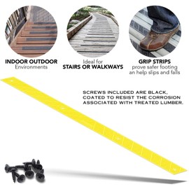 GripStrips Anti-Slip Treads - 8 Pack, Hi Viz Yellow (32" x 2") - Outdoor Non-Slip Tread Strips - Waterproof Safety Traction Strips for Stairs, Ramps, Boats, Ladders, Wood, Concrete, Metal