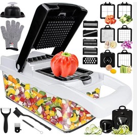 Generic Adjustable Vegetable Cutter Onion Chopper Mandolin Slicer Pro 23 in 1professional Food Chopper Multifunctional Vegetable Chopper, White