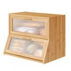 Vriccc Bread Box for Kitchen Counter, Large Bamboo Wooden Double