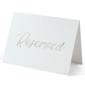CREATCABIN 20Pcs Reserved Sign Paper Silver Table Signs Bulk 3.94" x 5.91" Rectangle Double Sided Restaurant Dinner Seating Reception Reserving Sign for Business Meeting Wedding Party Cards Supplies