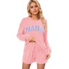 Opemiby Womens Ribbed Pajama Sets Long Sleeve Top and Shorts
