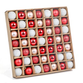 SULOLI Mini Christmas Tree Baubles,49PCS Mini Shatterproof Decorative Hanging Ornaments Balls Christmas Tree Decor