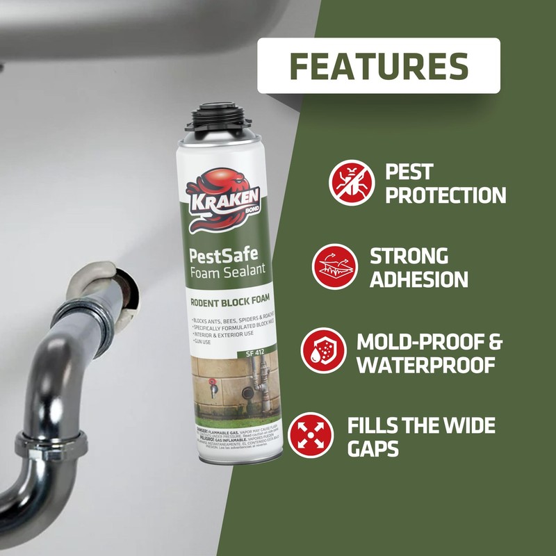 Kraken Bond Pestblokc Spray Foam Sealant - (2x24oz) Polyurethane Foam