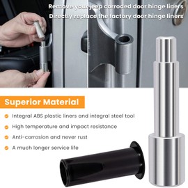 Door Pin Guides & Door Bushing Removal Tool For Jeep Wrangler JK JKU JL JLU Sports Sahara Freedom Rubicon Unlimited & Gladiator JT 2/4-Door 2007-2024 Stainless Steel Hinge Bolts Liners (13 Pcs)