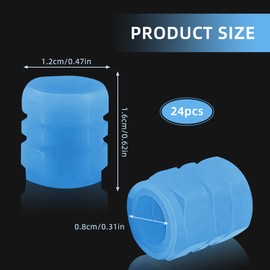 24 PCS Dust Caps for Car Tyres, Esteopt Fluorescent Car Tire Valve Caps, Universal Valve Caps Fashion Luminous Tyre Caps for General Cars SUV Motorbike Trucks Bicycle Decoration (Blue)