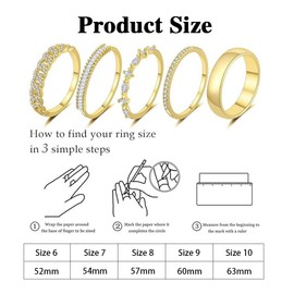 TOFBS 5 Piece Rings Set for Women 14 Carat Gold-Plated Golden Stackable Rings Simple Cubic Zirconia Adjustable Open Ring Fashion Jewellery Gift, Metal