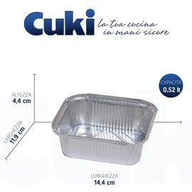 Cuki Aluminium Container with Lid - Double Strength - 1 Serving - Rectangular [R31L] - Convenience Format - 1 Pack of 25