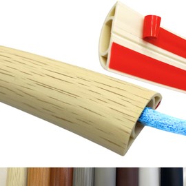 BEIEBIJOB 3.3ft Self Adhesive Floor Cord Cover,Heavy Duty Soft PVC Cable Protector and Extension Cord Hider,Cord Management System to Hide Wires on Floor,Cable Cavity:0.61" (W) x 0.32" (H) Beige