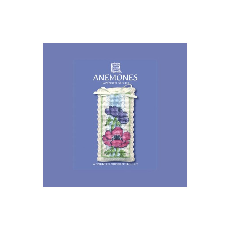 Anemones Lavender Sachet - Cross Stitch Kit