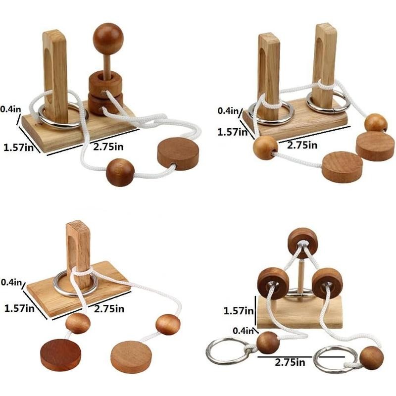 Brain teaser puzzle wooden threading rope loop puzzle luban lock