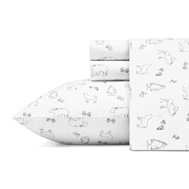 Eddie Bauer Home | Percale Collection Sheet Set-100% Cotton, Crisp & Cool, Lightweight & Moisture-Wicking Bedding, Queen, Animal Tracks