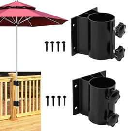 VANROUG 2PCS Patio Umbrella Holder, Outdoor Umbrella Base Clamp Mount Bracket for Deck Railing, Mount to Deck, Balcony or Outdoor Courtyard