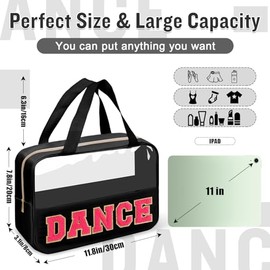 izuzta - Bolsas de maquillaje transparentes con letras de chenilla, bolsa de maquillaje preparada con asa, DANCE-Black