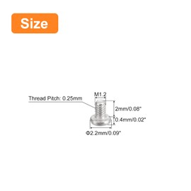 uxcell M1.2-0.25 x 2mm 50Pcs Flat Round Head Screws 304 Stainless Steel Phillips Drive Machine Screws Hardware Fastener for Furniture Connection