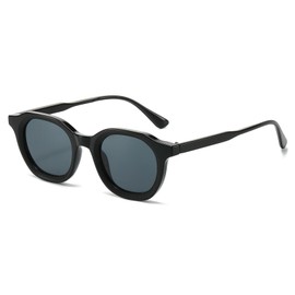 JCTAIFOO Vintage Round Sunglasses Women Men Retro Oval Sunglasses Trendy Tinted Glasses, black/grey