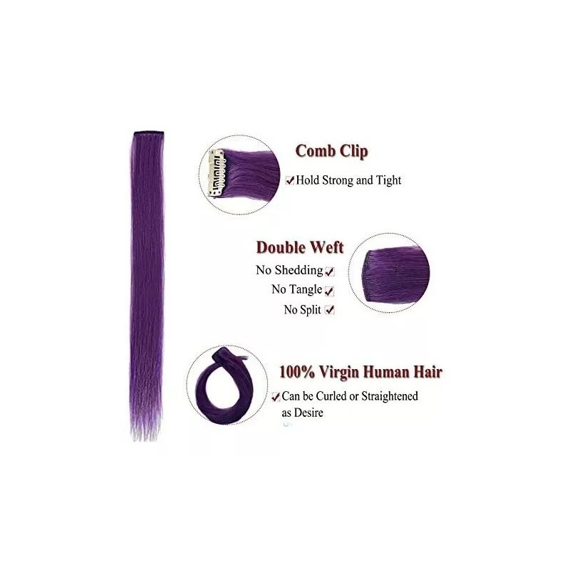 QNI-LMB Extensiones De Cabello Color Purple - Cabello 100% Natural