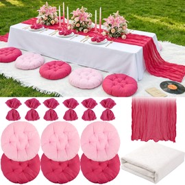 14-Piece Boho Picnic Blanket Set - 91" x 71" Outdoor White Picnic Mat
