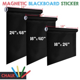 Magnetic Chalk Board for Wall/Door Thickened 0.8mm Self-Adhesive 48''×24'' Magnetic Wall Stickers with 4 Colorful Chalks Blackboard Sheet Easy to Stick and Peel for Playroom Classroom and Office