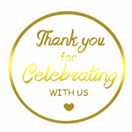 500pcs Thank You for Celebrating with Us Stickers 1.5 Inch Round Thank You Tag Stickers for Wedding, Baby Shower, Party Favor, Invitation Envelope(Gold Foil)
