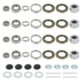 4 Sets 8000 LB Trailer Axle Bearing Kit, 02475/02420 Outer Bearing (1.25'' ID), 25580/25520 Inner Bearing (1.75'' ID), Double Lip Grease Seals 10-36 10-10 for 8000# Axles with #D42 Spindle
