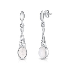 DTPSilver - Women's Butterfly Back Earrings 925 Sterling Silver - Celtic Trinity Knot - Celtic Collection - Various Natural Gemstones Available, Sterling Silver