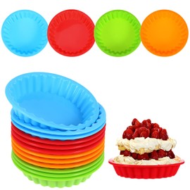 Ubamdom 12 Pcs Mini Tart Pan, 4 Inch Non-stick Mini Pie Pans, Egg Tart Molds for Baking, Small Pie Tins for Restaurant Bakery Kitchen(Red, Orange, Blue and Green)