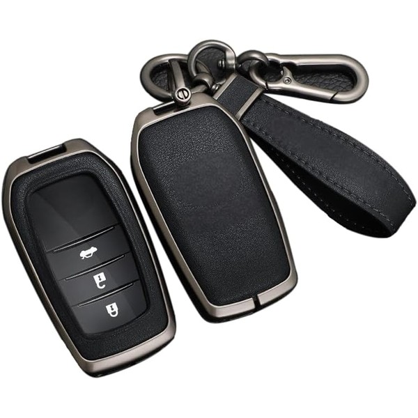 RYE Key Fob Cover for Toyota, Leather+Zinc Alloy Key Fob