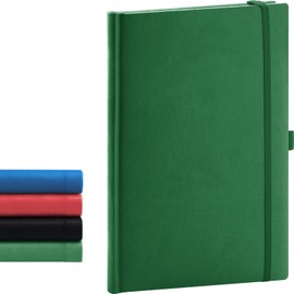 NOTIQUE Notebook Lined, Hardcover Notebook, Journal, Diary with Elastic Band and Pen Holder, 15 x 21 cm, 192 Pages (Green, Lined)