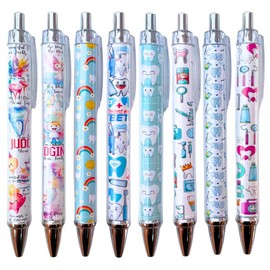 YJ PREMIUMS Dental Wrap Pens 8PC - Teeth-Themed Office Supplies, Black Tooth Pattern Pens for Employee Appreciation Gifts, Dental Assistant Gifts, Perfect for Dental Assistant Appreciation Week
